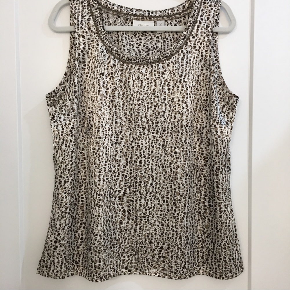 Animal print scoop neck top, size XL
